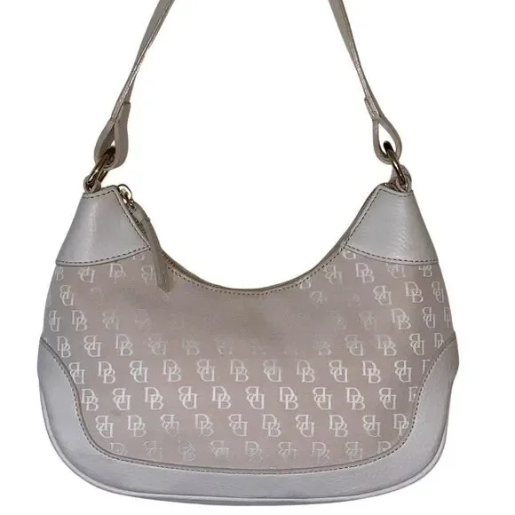 Dooney & Bourke Cream Color Shoulder Bag Canvas and Leather - Picture 2 of 9